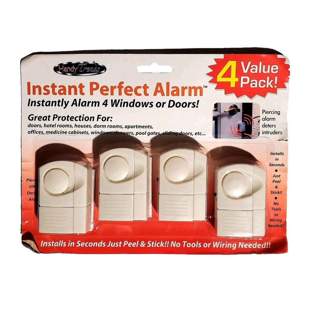 Handy Trends Door Window Alarm Instant Install 90 dB 4-Pack Peel Stick Magnet